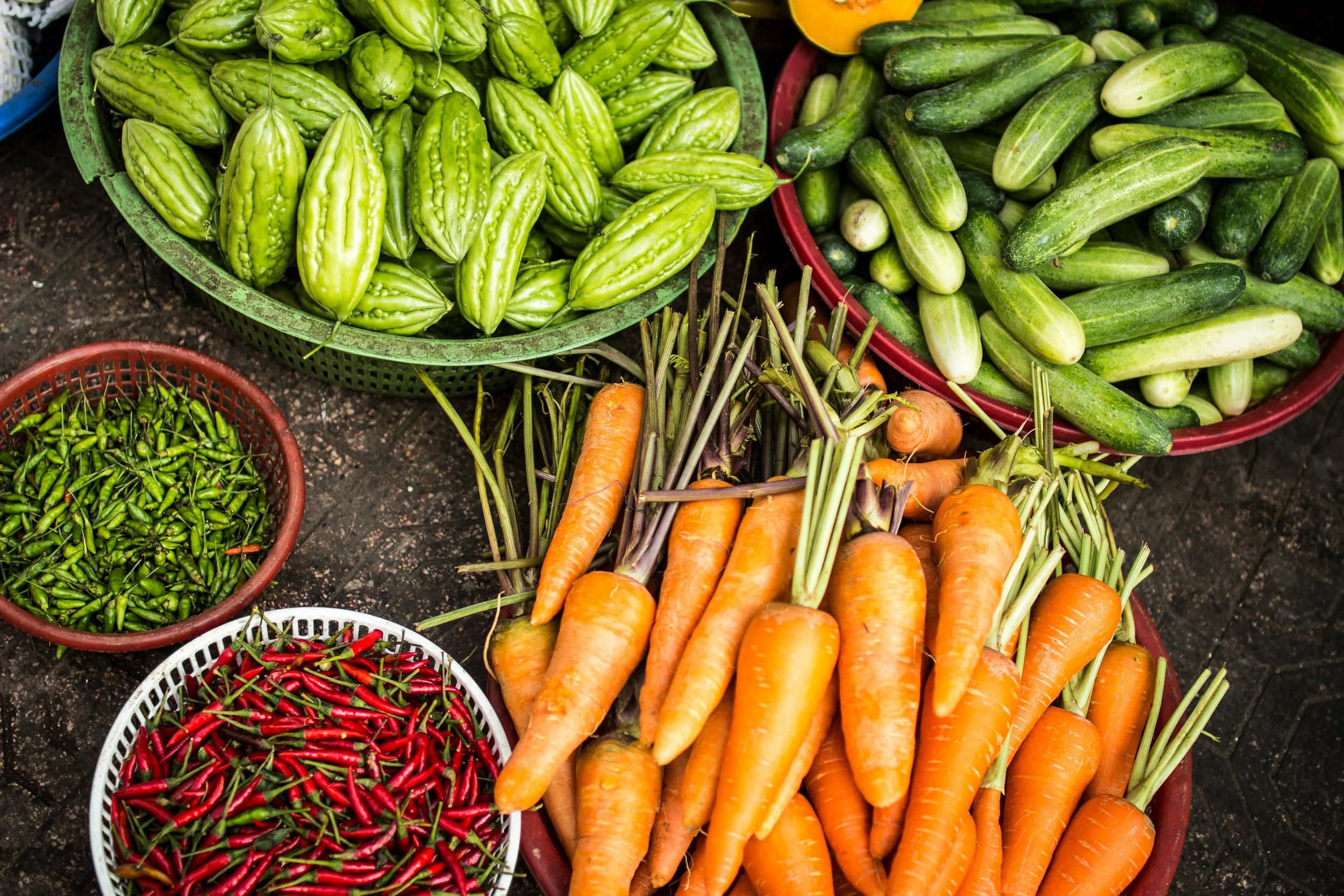 A variety of organic vegetables